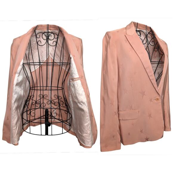 Zadig & Voltaire Deluxe Victor Jacquard Star Blazer Light Pink Womens Small 36 - Picture 1 of 14